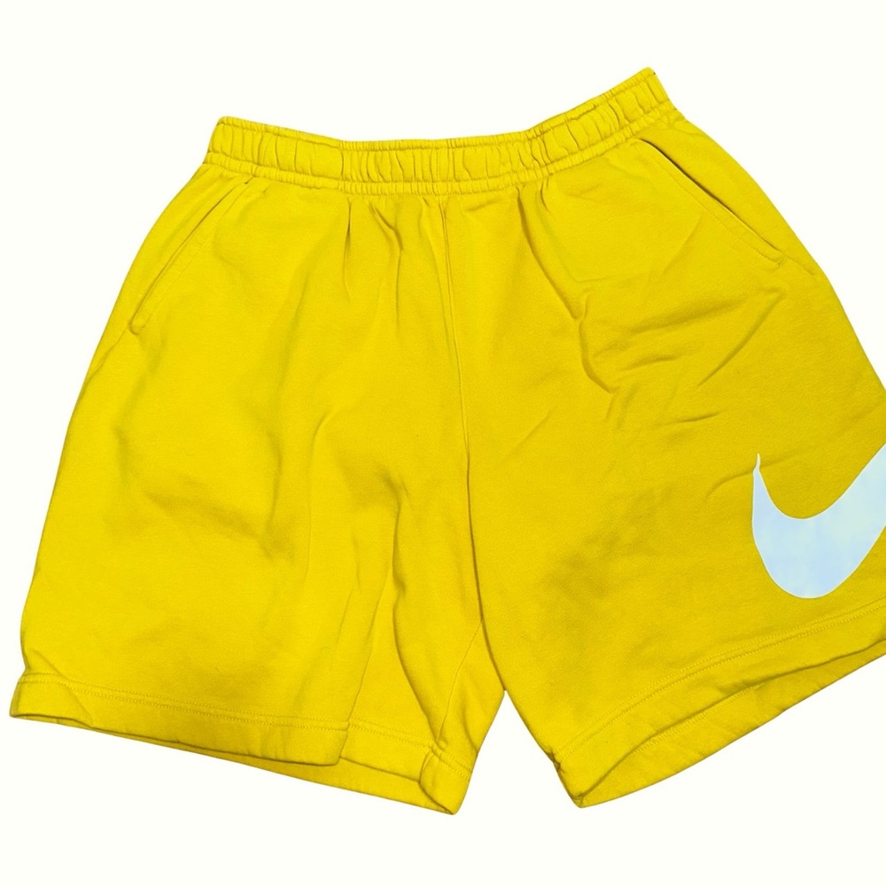 Nike Bright Yellow Athletic Shorts with White Swoosh